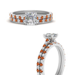 Load image into Gallery viewer, french-pave-asscher-petite-orange-sapphire-wedding-ring-set-in-FD9918ASGSAORANGLE3-NL-WG-B1
