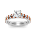 Load image into Gallery viewer, french-pave-asscher-petite-orange-sapphire-wedding-ring-set-in-FD9918ASGSAORANGLE3-NL-WG-B1
