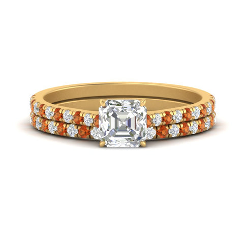 french-pave-asscher-petite-orange-sapphire-wedding-ring-set-in-FD9918ASGSAORANGLE3-NL-YG-B1