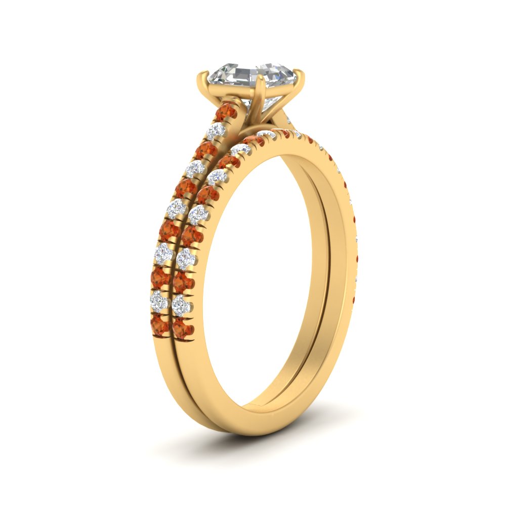 french-pave-asscher-petite-orange-sapphire-wedding-ring-set-in-FD9918ASGSAORANGLE3-NL-YG-B1