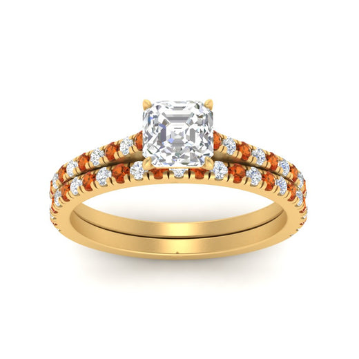 french-pave-asscher-petite-orange-sapphire-wedding-ring-set-in-FD9918ASGSAORANGLE3-NL-YG-B1