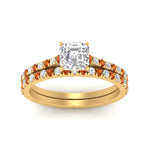 Load image into Gallery viewer, french-pave-asscher-petite-orange-sapphire-wedding-ring-set-in-FD9918ASGSAORANGLE3-NL-YG-B1
