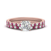 Load image into Gallery viewer, french-pave-asscher-petite-pink-sapphire-wedding-ring-set-in-FD9918ASGSADRPIANGLE3-NL-RG-B1