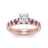 Load image into Gallery viewer, french-pave-asscher-petite-pink-sapphire-wedding-ring-set-in-FD9918ASGSADRPIANGLE3-NL-RG-B1