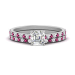 Load image into Gallery viewer, french-pave-asscher-petite-pink-sapphire-wedding-ring-set-in-FD9918ASGSADRPIANGLE3-NL-WG-B1
