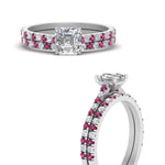 Load image into Gallery viewer, french-pave-asscher-petite-pink-sapphire-wedding-ring-set-in-FD9918ASGSADRPIANGLE3-NL-WG-B1
