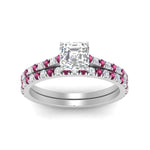Load image into Gallery viewer, french-pave-asscher-petite-pink-sapphire-wedding-ring-set-in-FD9918ASGSADRPIANGLE3-NL-WG-B1
