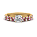 Load image into Gallery viewer, french-pave-asscher-petite-pink-sapphire-wedding-ring-set-in-FD9918ASGSADRPIANGLE3-NL-YG-B1
