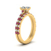 Load image into Gallery viewer, french-pave-asscher-petite-pink-sapphire-wedding-ring-set-in-FD9918ASGSADRPIANGLE3-NL-YG-B1