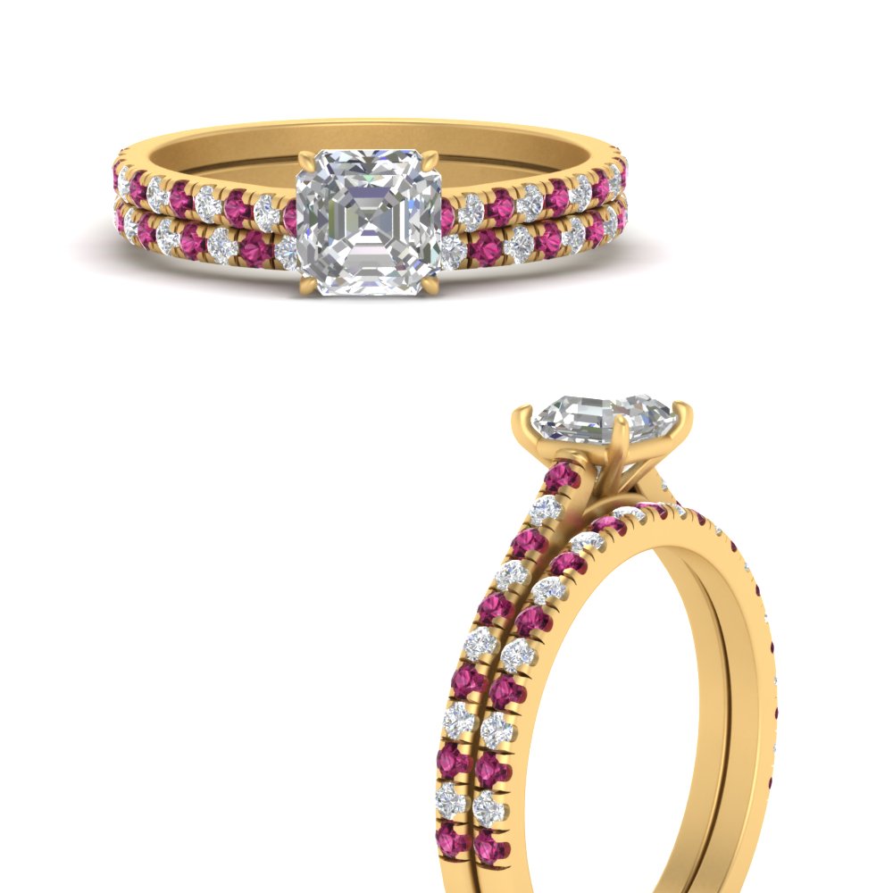 french-pave-asscher-petite-pink-sapphire-wedding-ring-set-in-FD9918ASGSADRPIANGLE3-NL-YG-B1