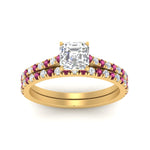 Load image into Gallery viewer, french-pave-asscher-petite-pink-sapphire-wedding-ring-set-in-FD9918ASGSADRPIANGLE3-NL-YG-B1
