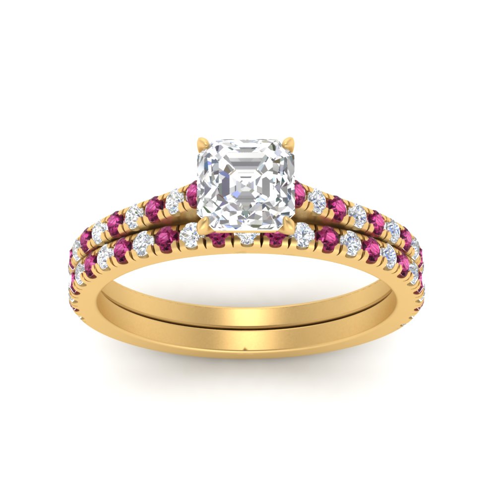 french-pave-asscher-petite-pink-sapphire-wedding-ring-set-in-FD9918ASGSADRPIANGLE3-NL-YG-B1