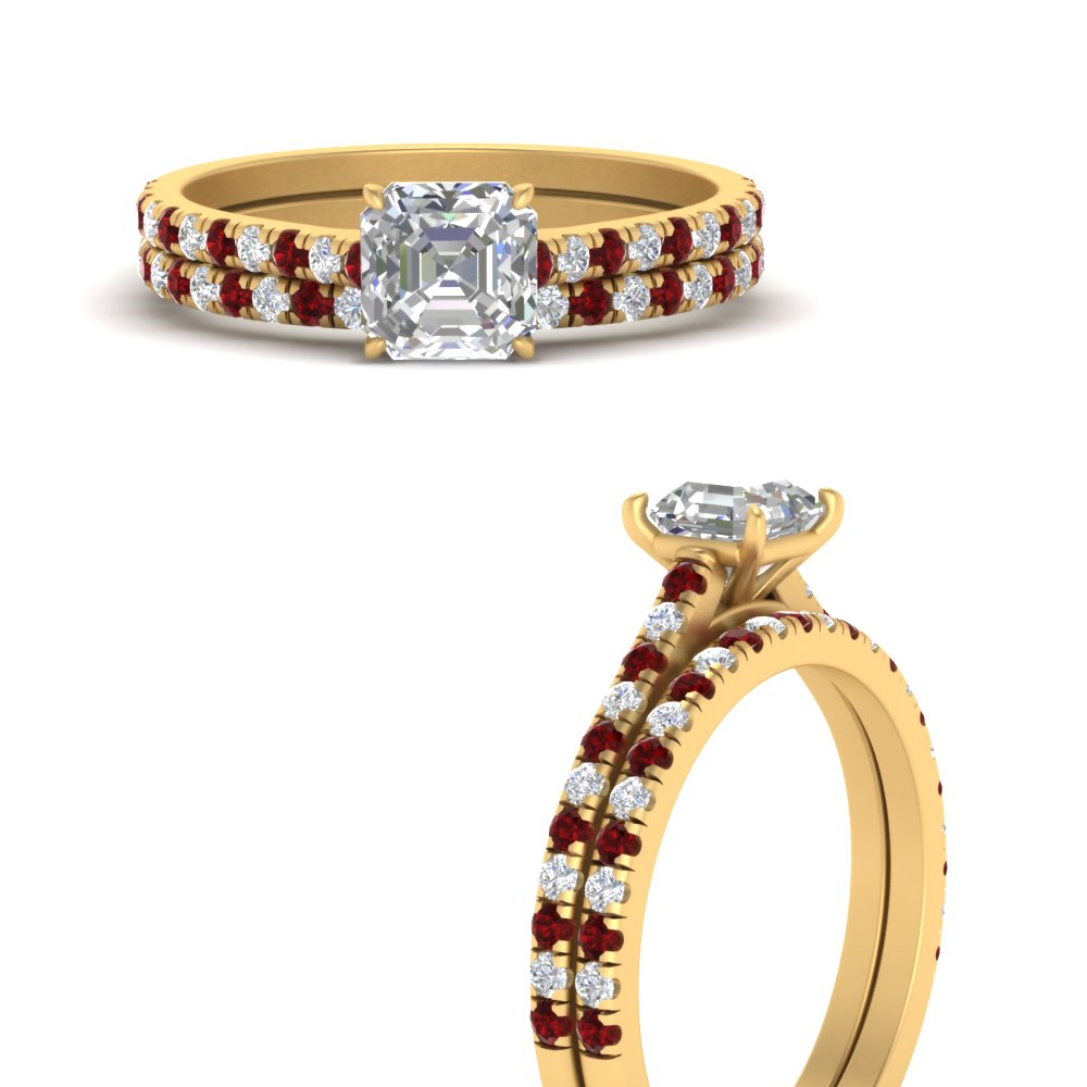french-pave-asscher-petite-ruby-wedding-ring-set-in-FD9918ASGRUDRANGLE3-NL-YG-B1