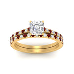 Load image into Gallery viewer, french-pave-asscher-petite-ruby-wedding-ring-set-in-FD9918ASGRUDRANGLE3-NL-YG-B1
