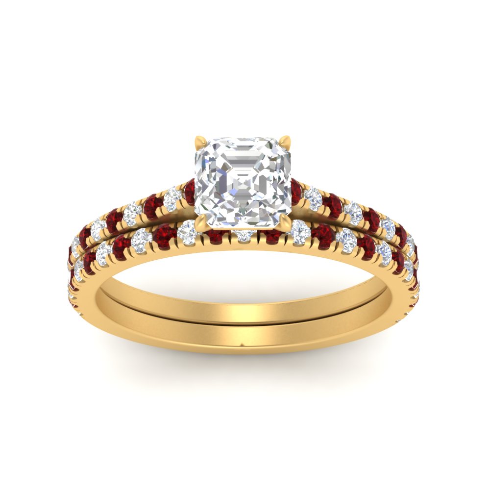 french-pave-asscher-petite-ruby-wedding-ring-set-in-FD9918ASGRUDRANGLE3-NL-YG-B1