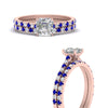 Load image into Gallery viewer, french-pave-asscher-petite-sapphire-wedding-ring-set-in-FD9918ASGSABLANGLE3-NL-RG-B1