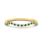 Load image into Gallery viewer, french-pave-contour-emerald-wedding-band-in-yellow-gold-FD9986B2GEMGR-NL-YG

