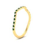 Load image into Gallery viewer, french-pave-contour-emerald-wedding-band-in-yellow-gold-FD9986B2GEMGR-NL-YG
