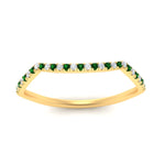 Load image into Gallery viewer, french-pave-contour-emerald-wedding-band-in-yellow-gold-FD9986B2GEMGR-NL-YG

