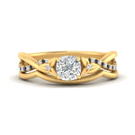 Load image into Gallery viewer, french-pave-cushion-contour-black-diamond-wedding-band-in-yellow-gold-FD9986B1CUGBLACK-NL-YG
