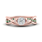 Load image into Gallery viewer, french-pave-cushion-contour-emerald-wedding-band-in-rose-gold-FD9986B1CUGEMGR-NL-RG
