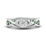 Load image into Gallery viewer, french-pave-cushion-contour-emerald-wedding-band-in-white-gold-FD9986B1CUGEMGR-NL-WG
