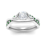 Load image into Gallery viewer, french-pave-cushion-contour-emerald-wedding-band-in-white-gold-FD9986B1CUGEMGR-NL-WG
