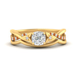 Load image into Gallery viewer, french-pave-cushion-contour-orange-sapphire-wedding-band-in-yellow-gold-FD9986B1CUGSAOR-NL-YG
