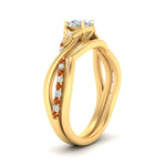 Load image into Gallery viewer, french-pave-cushion-contour-orange-sapphire-wedding-band-in-yellow-gold-FD9986B1CUGSAOR-NL-YG
