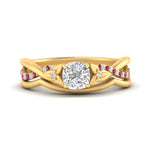 Load image into Gallery viewer, french-pave-cushion-contour-pink-sapphire-wedding-band-in-yellow-gold-FD9986B1CUGSADRPI-NL-YG

