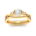 Load image into Gallery viewer, french-pave-cushion-contour-pink-sapphire-wedding-band-in-yellow-gold-FD9986B1CUGSADRPI-NL-YG
