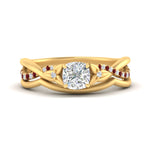 Load image into Gallery viewer, french-pave-cushion-contour-ruby-wedding-band-in-yellow-gold-FD9986B1CUGRUDR-NL-YG

