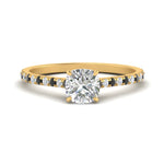 Load image into Gallery viewer, french-pave-cushion-petite-black-diamond-engagement-ring-in-FD9918CURGBLACKANGLE3-NL-YG