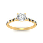 Load image into Gallery viewer, french-pave-cushion-petite-black-diamond-engagement-ring-in-FD9918CURGBLACKANGLE3-NL-YG
