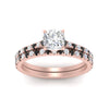 Load image into Gallery viewer, french-pave-cushion-petite-black-diamond-wedding-ring-set-in-FD9918CUGBLACKANGLE3-NL-RG-B1