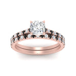Load image into Gallery viewer, french-pave-cushion-petite-black-diamond-wedding-ring-set-in-FD9918CUGBLACKANGLE3-NL-RG-B1
