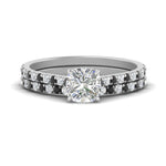 Load image into Gallery viewer, french-pave-cushion-petite-black-diamond-wedding-ring-set-in-FD9918CUGBLACKANGLE3-NL-WG-B1

