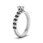 Load image into Gallery viewer, french-pave-cushion-petite-black-diamond-wedding-ring-set-in-FD9918CUGBLACKANGLE3-NL-WG-B1
