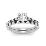 Load image into Gallery viewer, french-pave-cushion-petite-black-diamond-wedding-ring-set-in-FD9918CUGBLACKANGLE3-NL-WG-B1

