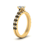 Load image into Gallery viewer, french-pave-cushion-petite-black-diamond-wedding-ring-set-in-FD9918CUGBLACKANGLE3-NL-YG-B1
