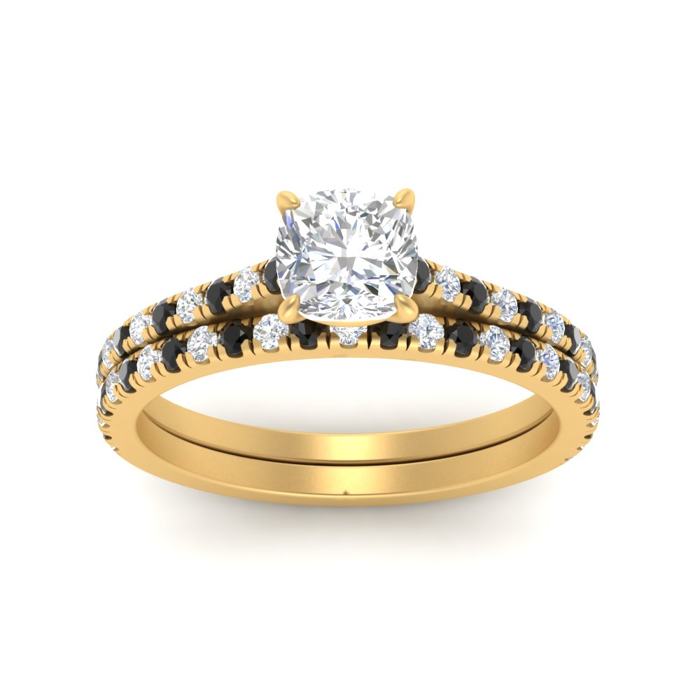 french-pave-cushion-petite-black-diamond-wedding-ring-set-in-FD9918CUGBLACKANGLE3-NL-YG-B1
