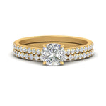 Load image into Gallery viewer, french-pave-cushion-petite-diamond-wedding-ring-set-in-FD9918CUANGLE3-NL-YG-B1
