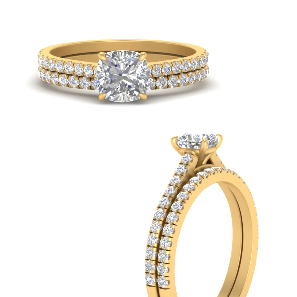 french-pave-cushion-petite-diamond-wedding-ring-set-in-FD9918CUANGLE3-NL-YG-B1