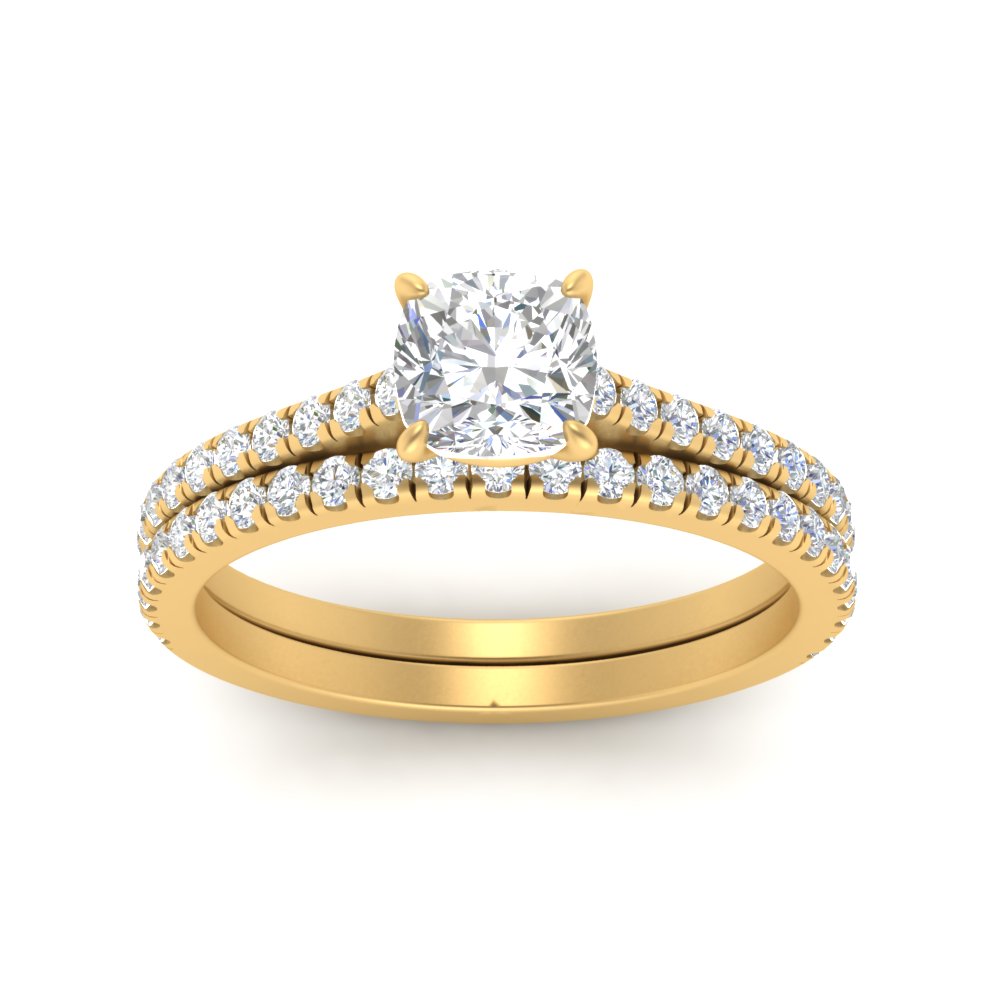 french-pave-cushion-petite-diamond-wedding-ring-set-in-FD9918CUANGLE3-NL-YG-B1