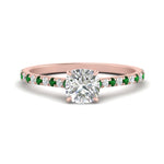 Load image into Gallery viewer, french-pave-cushion-petite-emerald-engagement-ring-in-FD9918CURGEMGRANGLE3-NL-RG