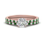 Load image into Gallery viewer, french-pave-cushion-petite-emerald-wedding-ring-set-in-FD9918CUGEMGRANGLE3-NL-RG-B1
