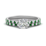 Load image into Gallery viewer, french-pave-cushion-petite-emerald-wedding-ring-set-in-FD9918CUGEMGRANGLE3-NL-WG-B1
