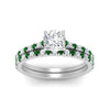 Load image into Gallery viewer, french-pave-cushion-petite-emerald-wedding-ring-set-in-FD9918CUGEMGRANGLE3-NL-WG-B1