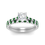 Load image into Gallery viewer, french-pave-cushion-petite-emerald-wedding-ring-set-in-FD9918CUGEMGRANGLE3-NL-WG-B1
