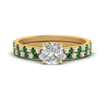 Load image into Gallery viewer, french-pave-cushion-petite-emerald-wedding-ring-set-in-FD9918CUGEMGRANGLE3-NL-YG-B1
